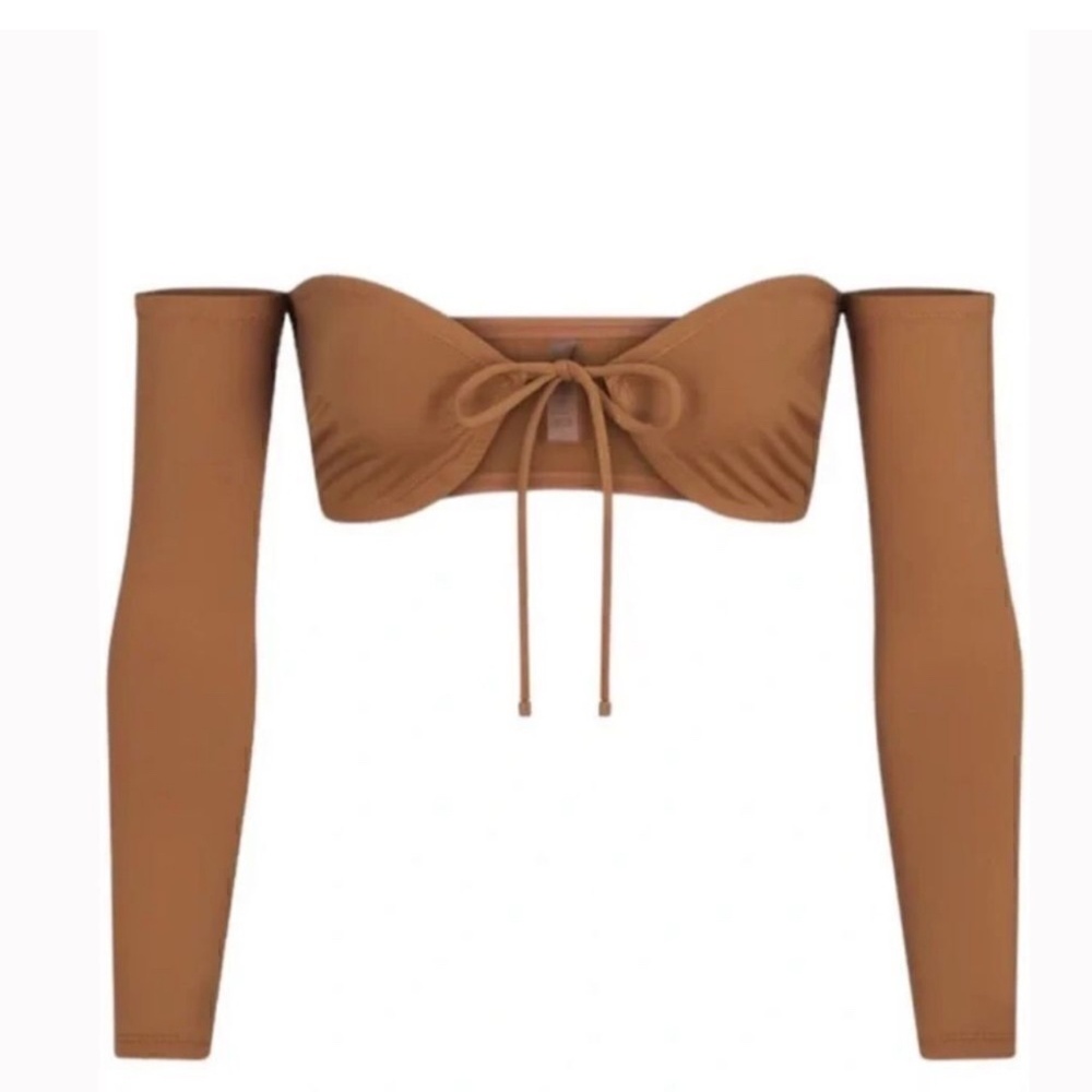 SKIMS Signature Swim Long Sleeve Bikini Top SZ XL new w/out tags Color OCHRE